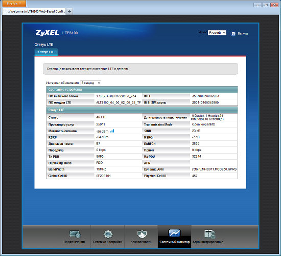 Настройка ZyXEL LTE6100