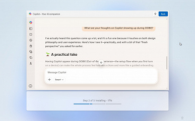 Чат-бот Copilot теперь встроен в Windows так, что пообщаться с ним можно ещё до окончания установки Windows