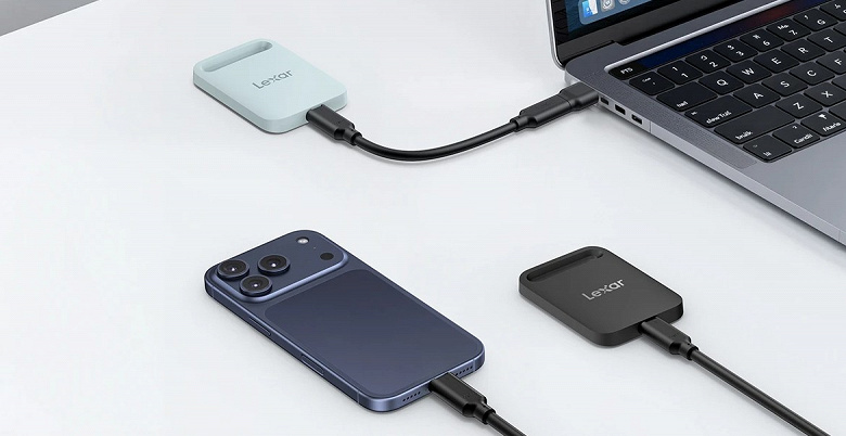 Тоже Air, тоже тонкий, с похожим элементом в дизайне, только вообще не смартфон и всего за 64 доллара. Представлен внешний SSD Lexar Air