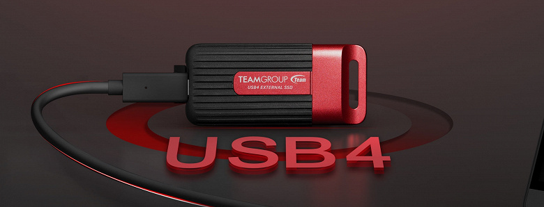 Маленький внешний защищённый SSD с USB4 и скоростью 4000 МБ/с. TeamGroup представила накопитель PD40 Mini