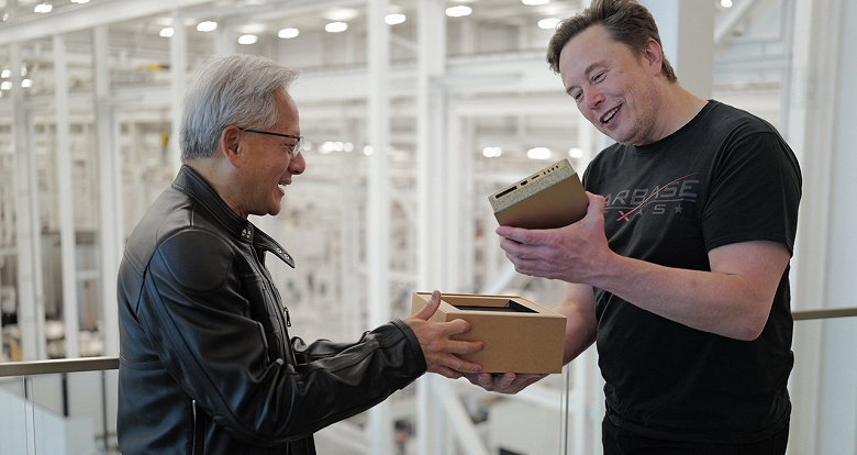 «Как ракетный двигатель для искусственного интеллекта», — глава Nvidia прибыл на космодром SpaceX, чтобы вручить Илону Маску DGX Spark