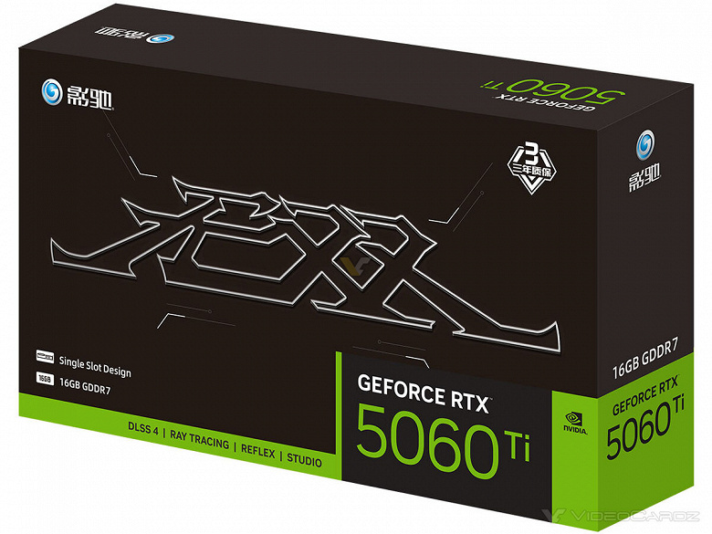 16 ГБ видеопамяти в очень тонком корпусе. Представлена однослотовая Galax GeForce RTX 5060 Ti