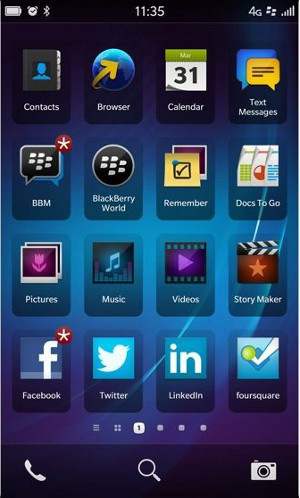 Скриншот BlackBerry 10