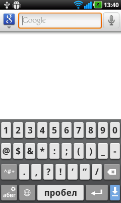 Обзор LG Optimus Black. Скриншоты. Цифровая раскладка клавиатуры