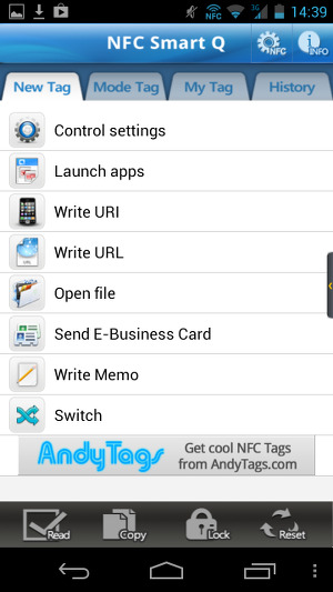 Работа с метками в NFC Smart Q