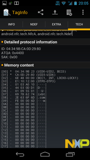 Чтение меток в NXP Semiconductors TagInfo