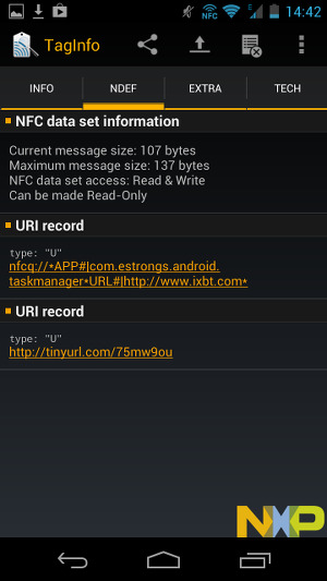 Чтение меток в NXP Semiconductors TagInfo
