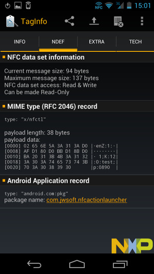 Чтение меток в NXP Semiconductors TagInfo