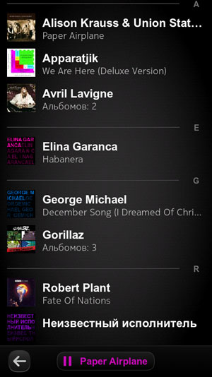 Аудиоплеер в смартфоне Nokia N9