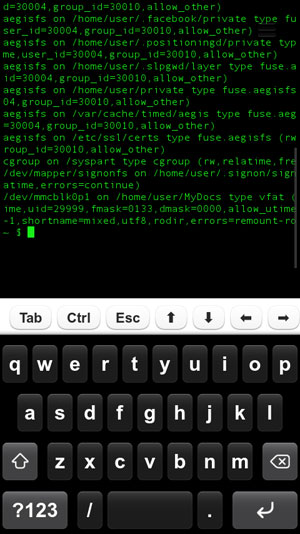 Терминал в смартфоне Nokia N9