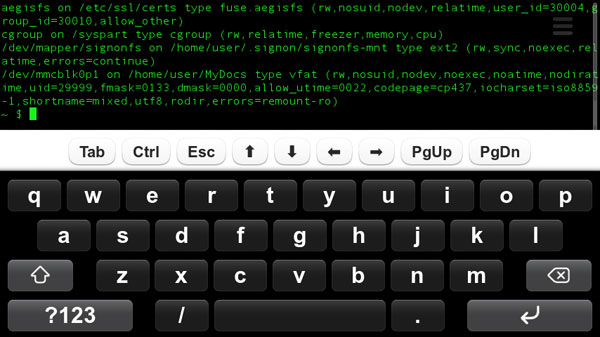Терминал в смартфоне Nokia N9