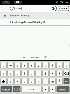 скриншот экрана Nook Touch