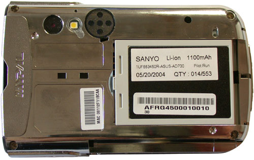 Asus MyPal A716 back cover removed