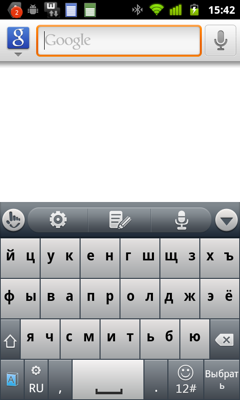 Обзор ZTE Blade+. Скриншоты. Двухсимвольная Клавиатура