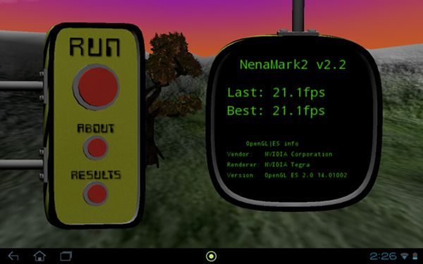 Результаты теста NenaMark2 на планшете Acer Iconia Tab A200