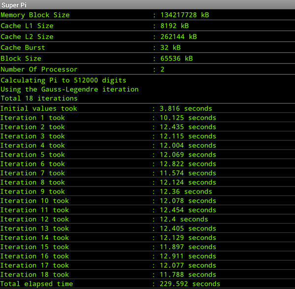 Результаты тестирования Google Nexus 10 в Super Pi