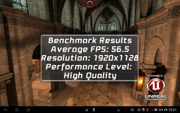 Результаты теста Epic Citadel на планшете Sony Xperia Tablet Z