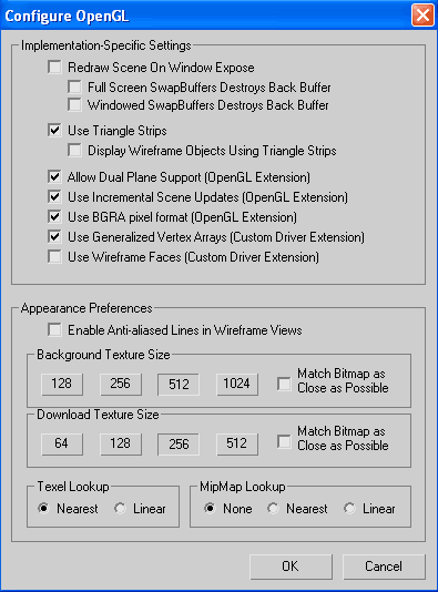 Настройки OpenGL драйвера